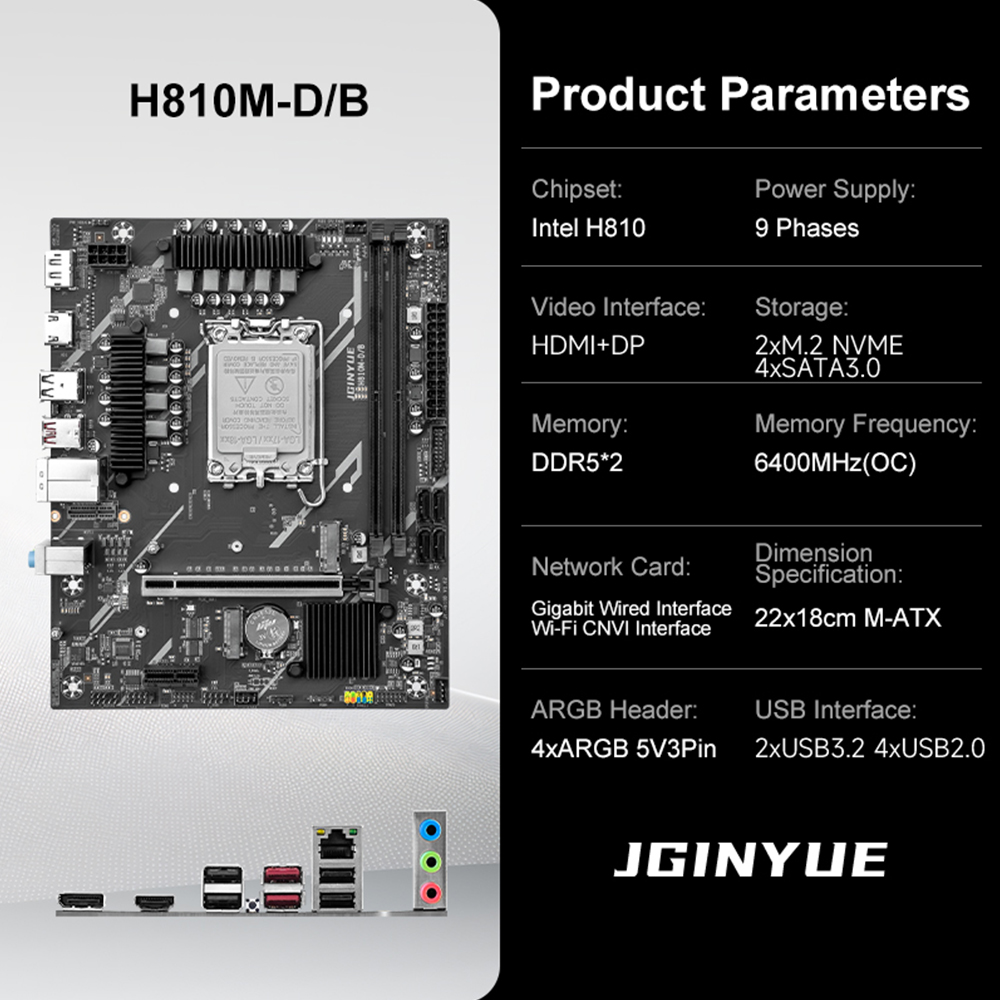 Płyta główna JGINYUE H810 Inte – Ddr5 64Gb recenzja i cena